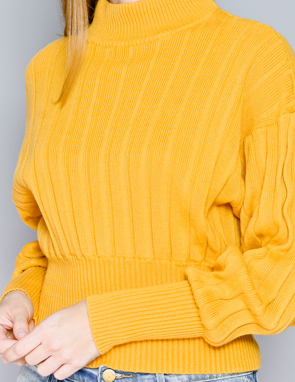 WILFRED Aritzia Yellow Icalma Ribbed Sweater (XS)