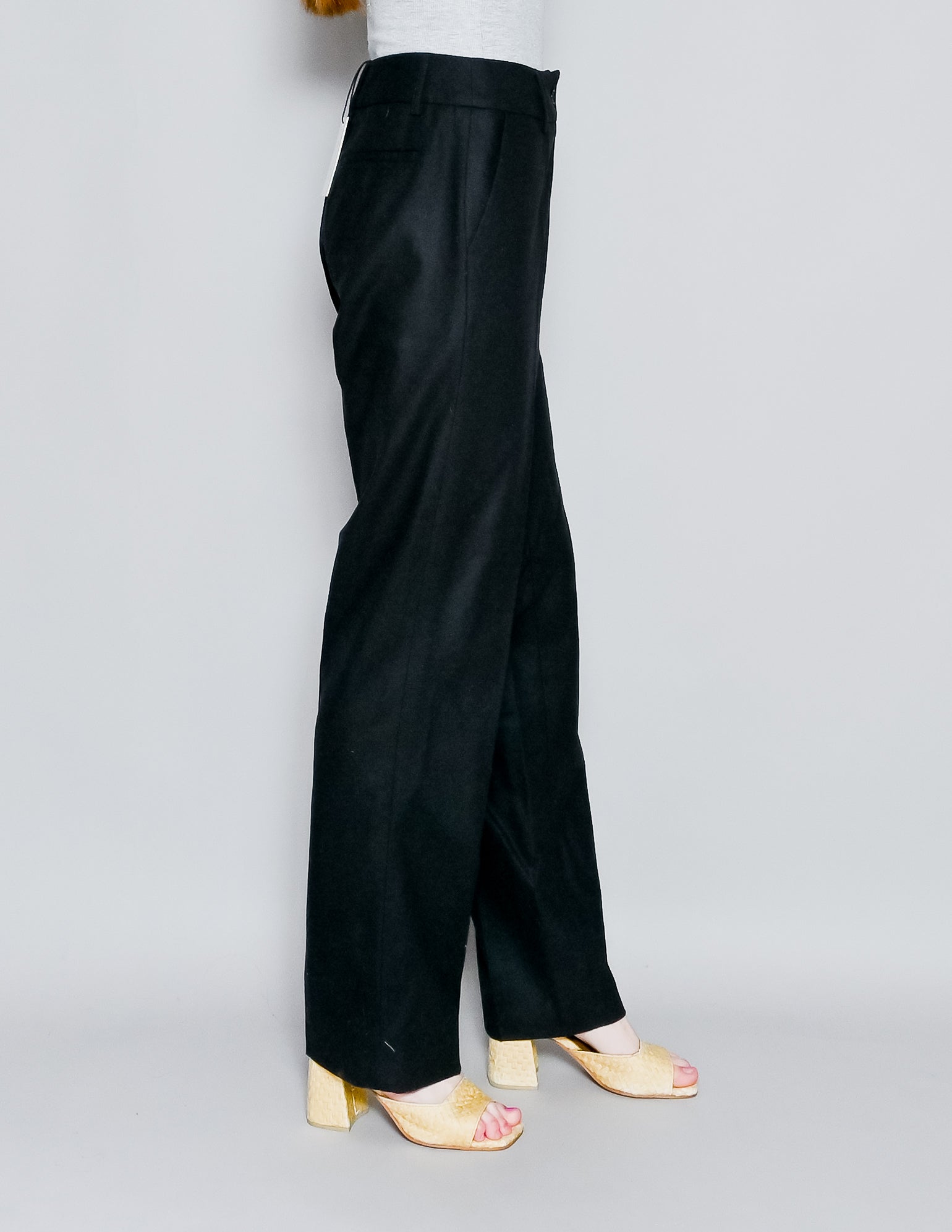 Wool Interlock Mid Rise Wide Pants