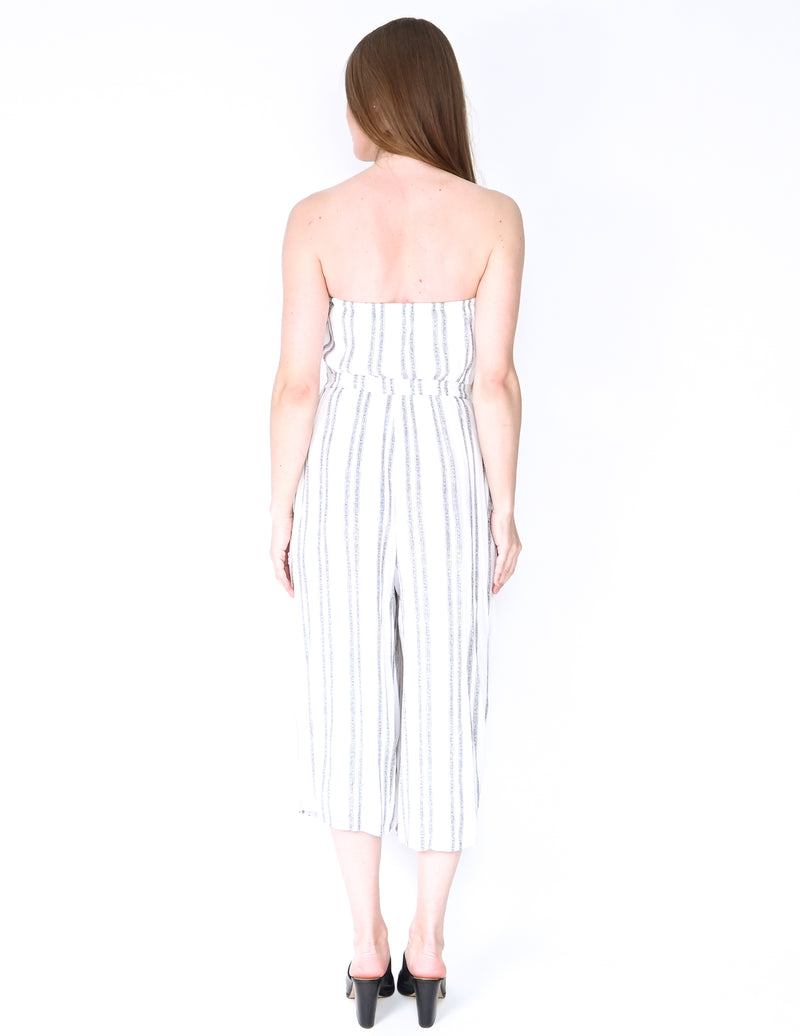 SILENCE & NOISE Striped Strapless Cropped Jumpsuit (SIze S)