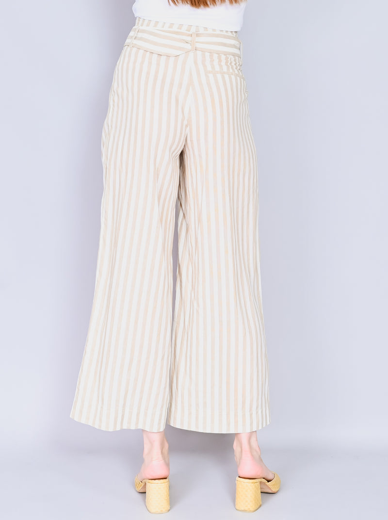 NANUSHKA Cotton Linen Striped Wide Leg Crop Pants (XS)