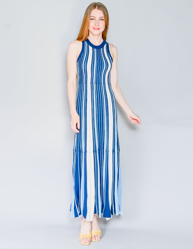 MAEVE Anthropologie Lisanne Knit Blue Stripe Maxi Dress (XS)