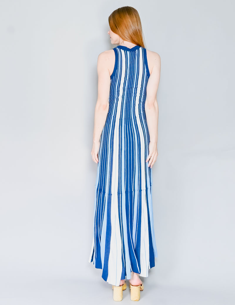 MAEVE Anthropologie Lisanne Knit Blue Stripe Maxi Dress (XS)