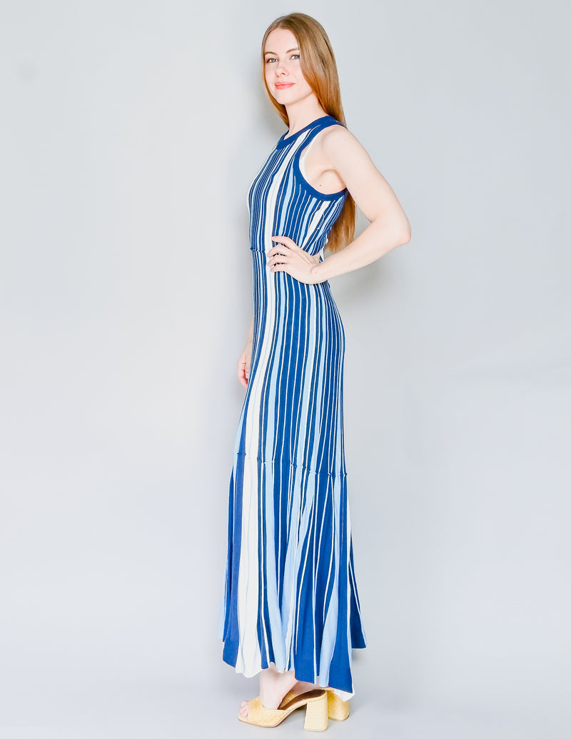 MAEVE Anthropologie Lisanne Knit Blue Stripe Maxi Dress (XS)