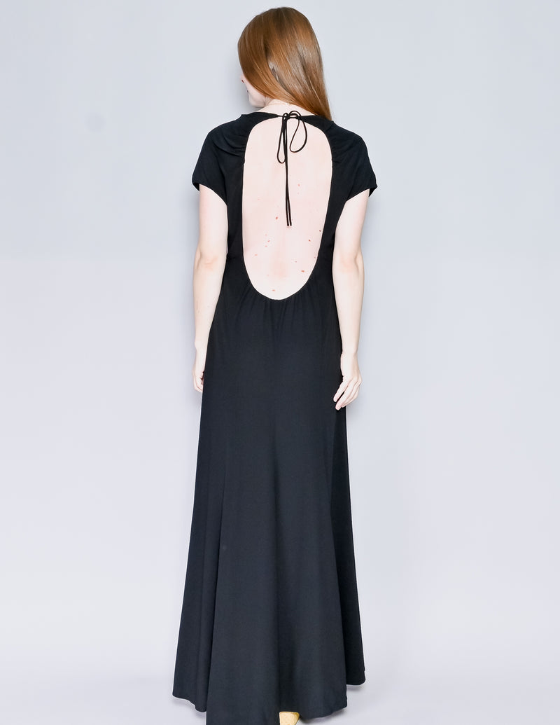 TOVE Black Yves Open-Back Silk-Crepe Maxi Dress (4)