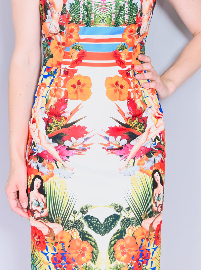 PINKO Tropical Pin-Up Print Strapless Dress (6)