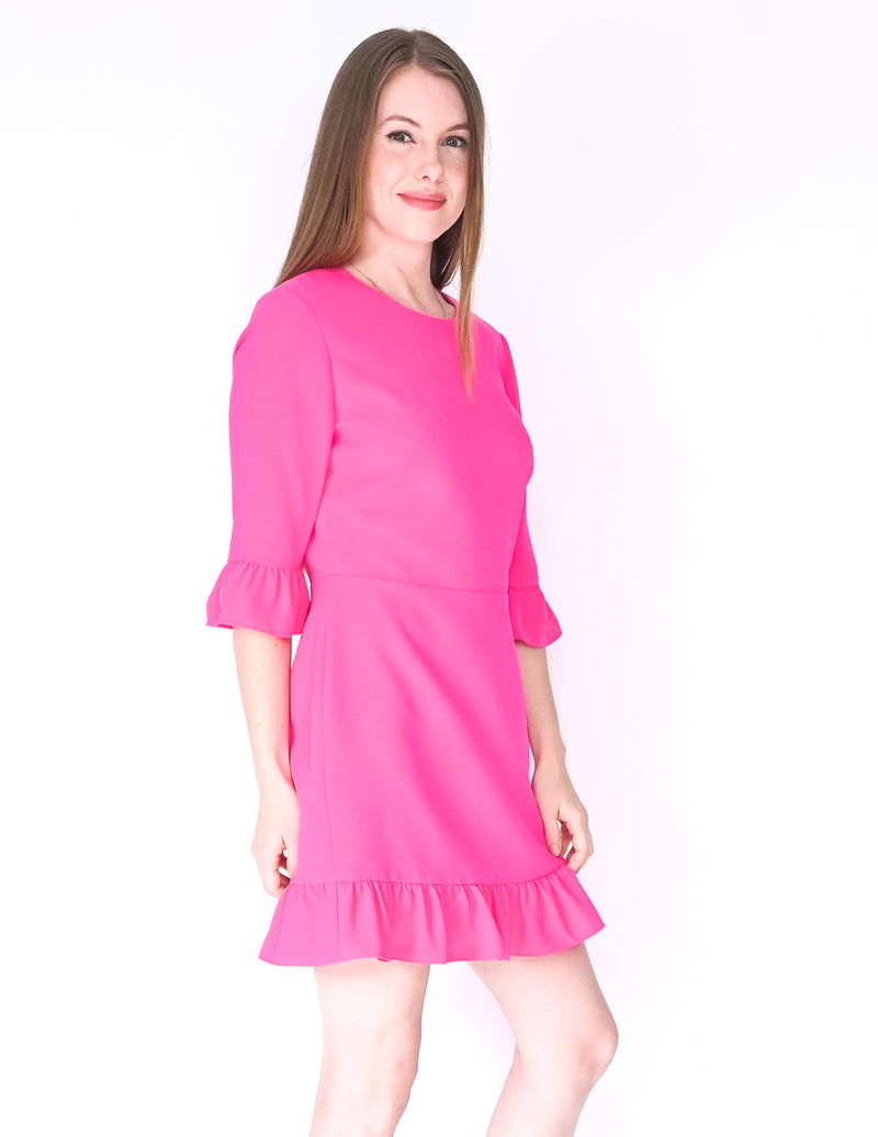 AMANDA UPRICHARD Pink Ruffle Candice Mini Dress (Size M)