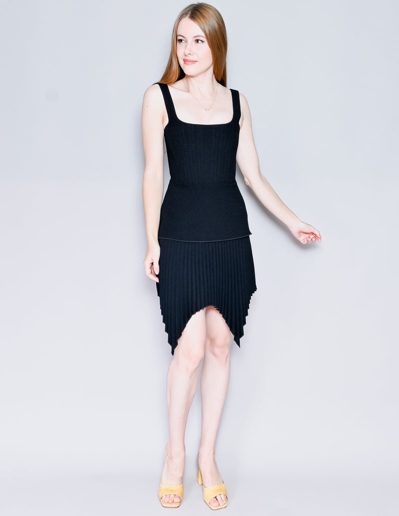 DION LEE Truss Pleat Black Mini Corset Dress (US 2)