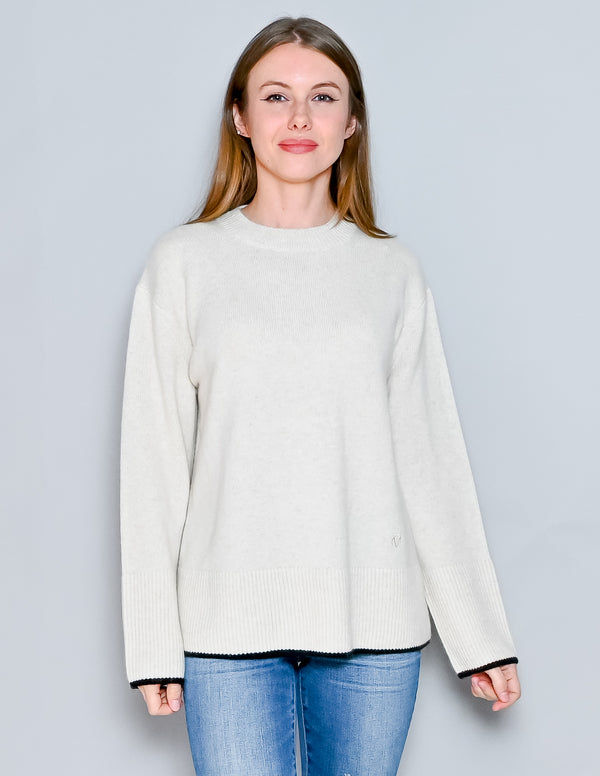 VINCE Cashmere Monogram Sweater Contrast Tipping (M)
