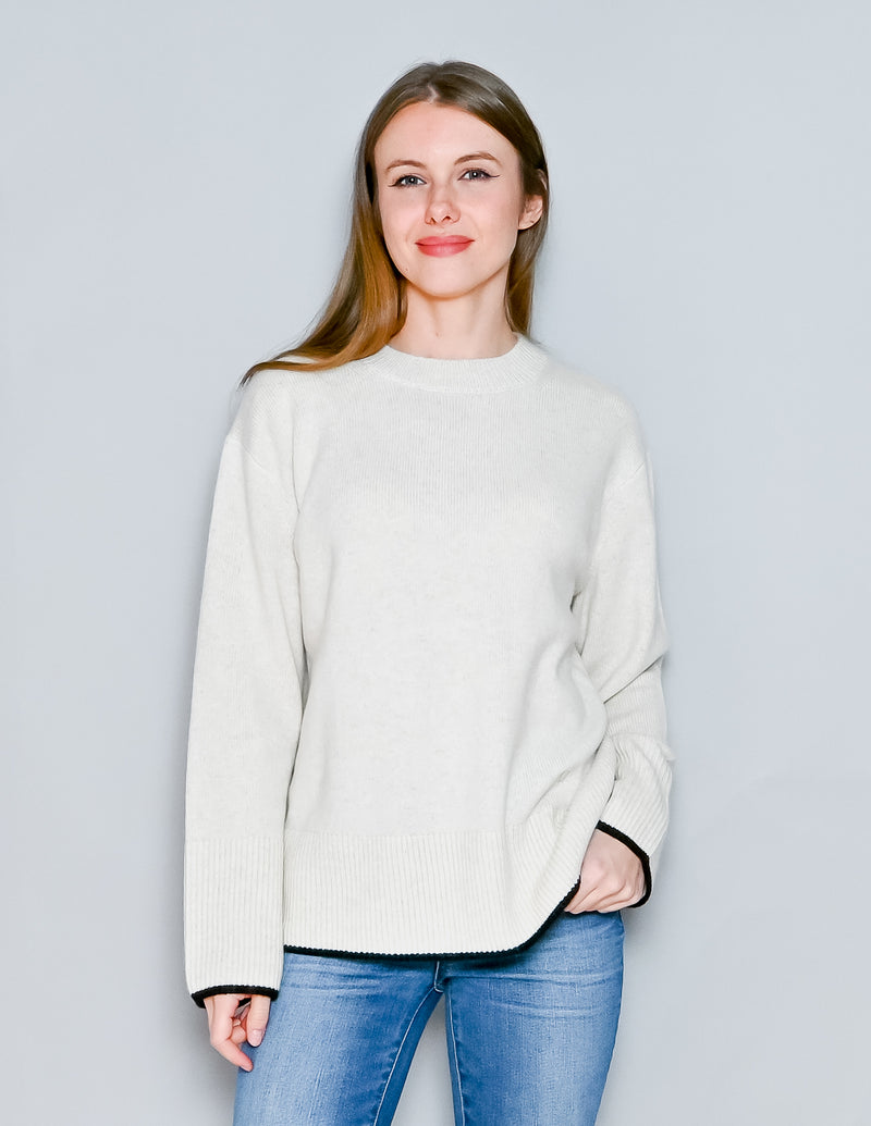 VINCE Cashmere Monogram Sweater Contrast Tipping (M)