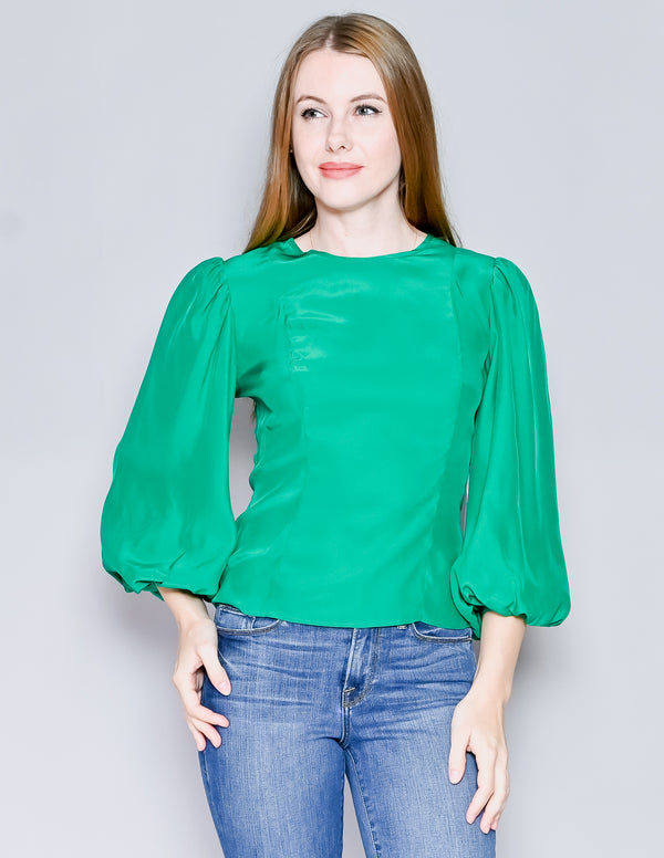 AMANDA UPRICHARD Green Blouson Sleeve Top NWT (S)