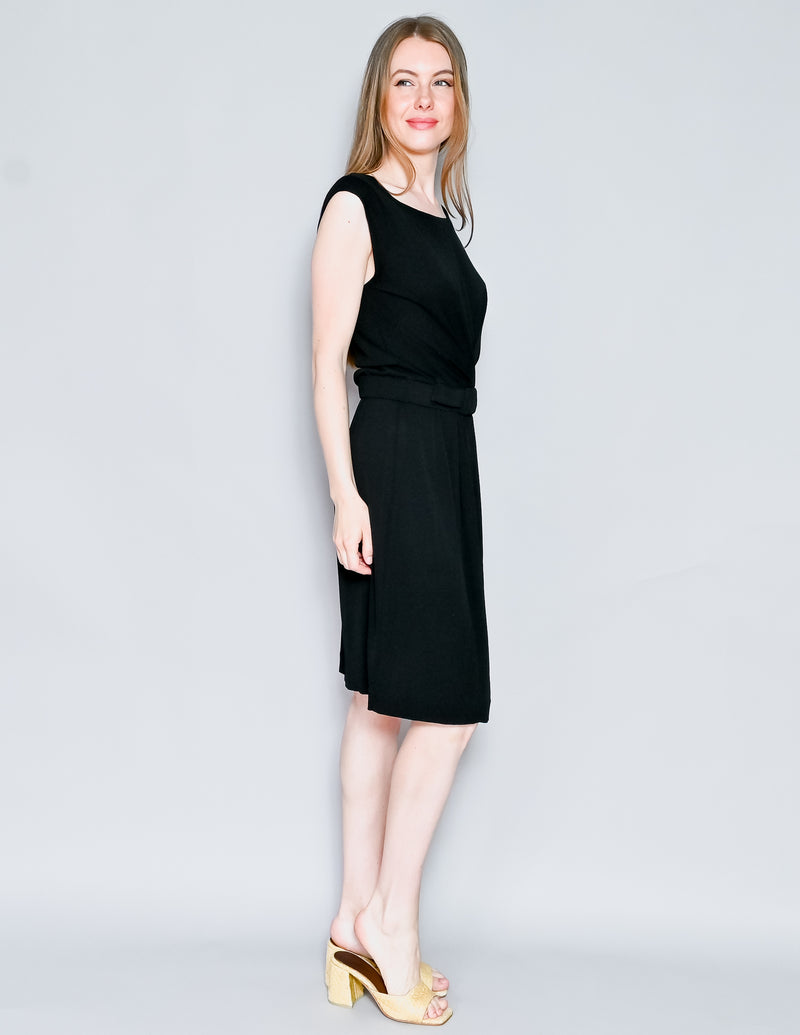 PIAZZA SEMPIONE Black Knit Draped Dress (IT 46)