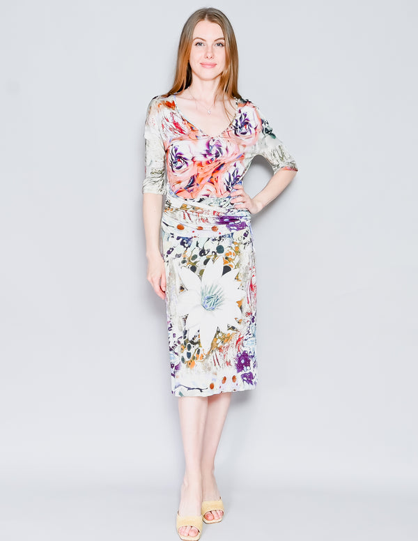 ETRO Milano Floral Print Jersey Midi Dress (IT 46)