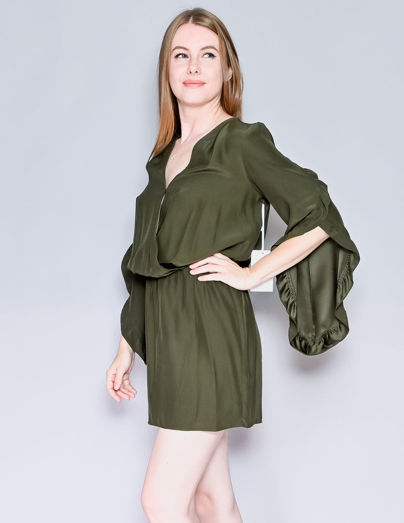AMANDA UPRICHARD Green Silk Reverie Dress (S)