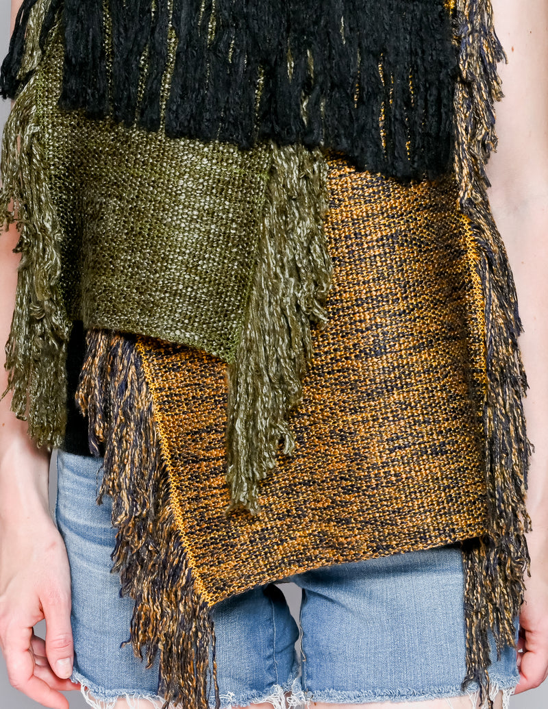 AKIRA NAKA Fringe Sleeveless Knit Sweater (S)
