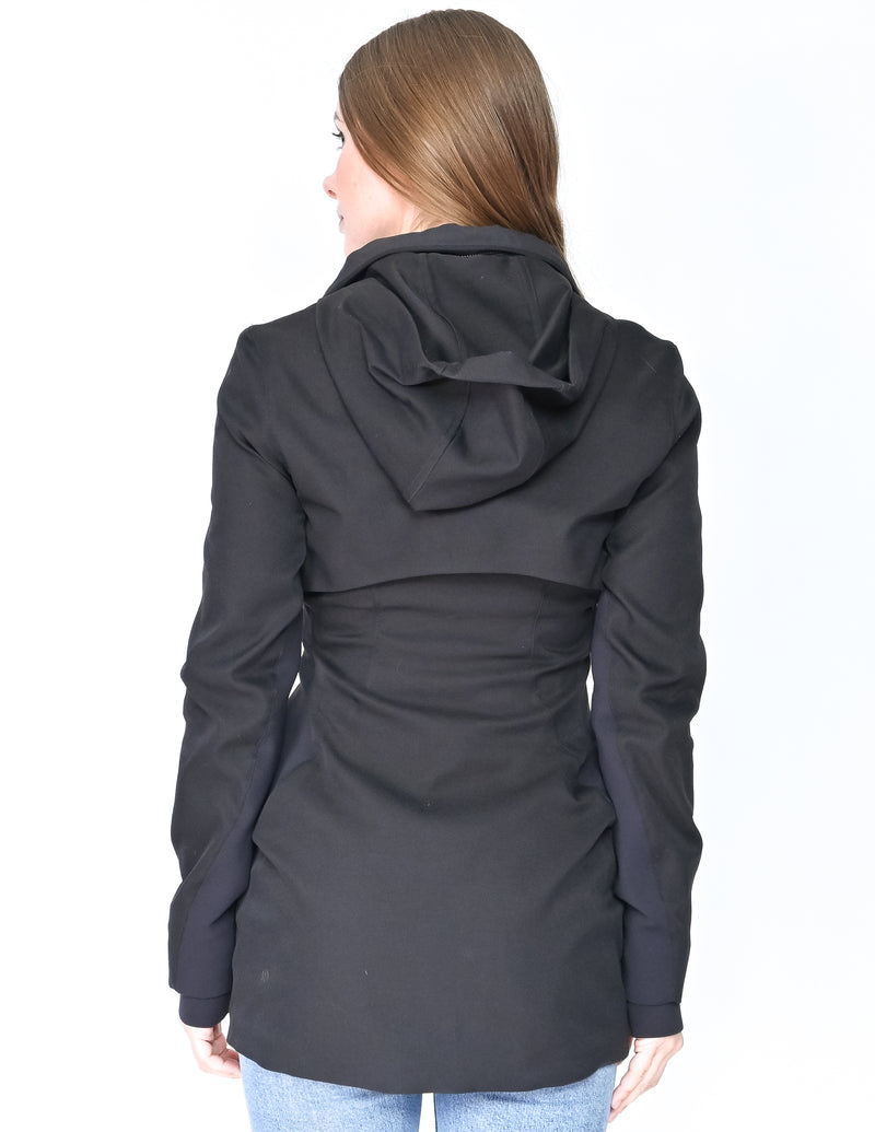 LULULEMON Black Elongated Zip-Up Hooded Jacket (Size 4)