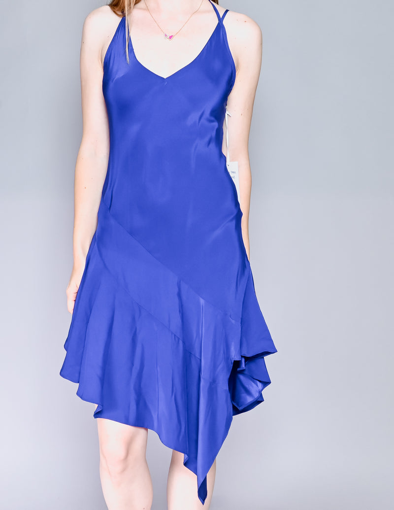 AMANDA UPRICHARD Blue Silk Fawcett Dress (S)