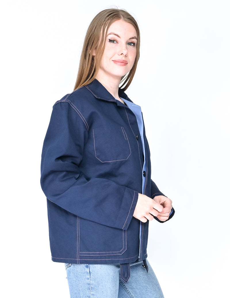 MARNI Italy Cotton Linen Boxy Blue Jacket (Size IT 40/ US 4)
