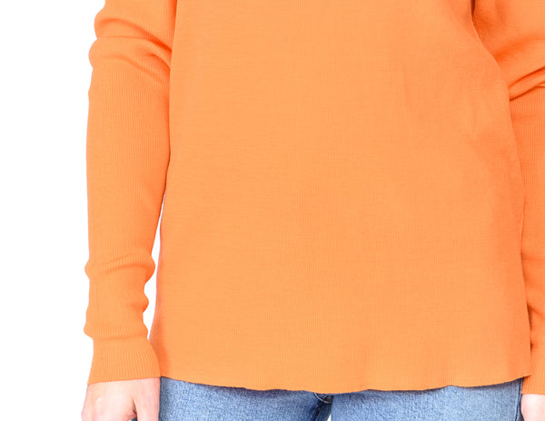 RALPH LAUREN Orange Merino Wool Ribbed LS Top NWT (Size XL)