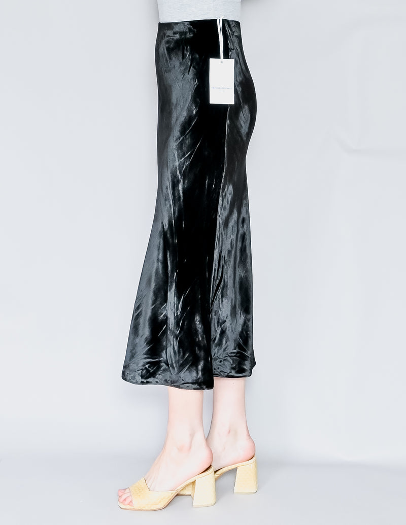 AMANDA UPRICHARD Paulina Black Velvet Midi Skirt (S)