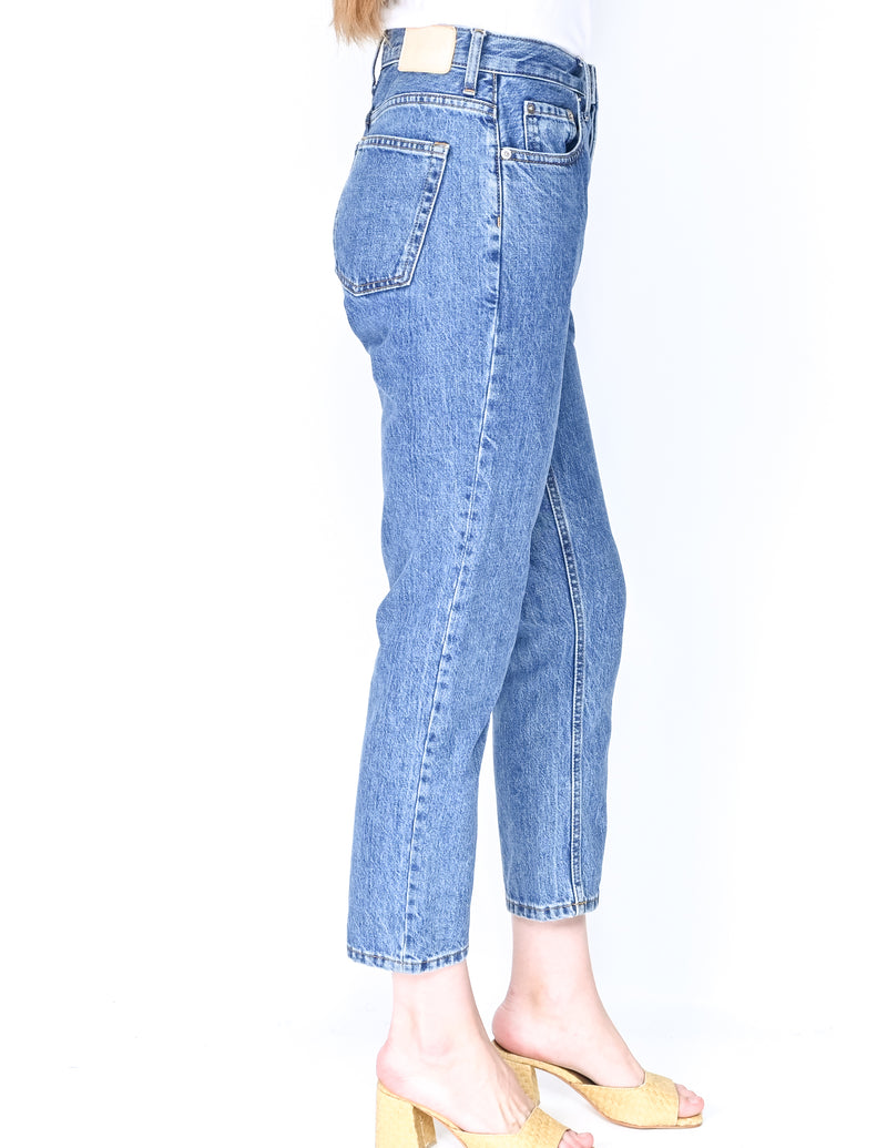 EVERLANE Blue High-Rise Cropped Cheeky Jean (Size 26 crop)