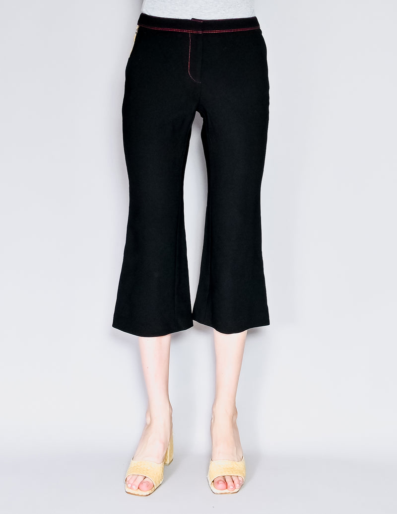 BURBERRY Cropped Pants with Silk Snakeskin Print Tuxedo Stripe (4)