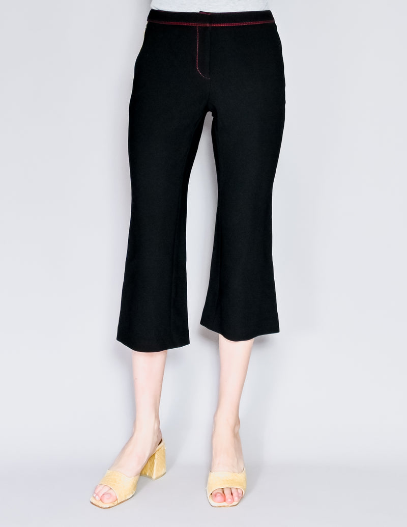 BURBERRY Cropped Pants with Silk Snakeskin Print Tuxedo Stripe (4)