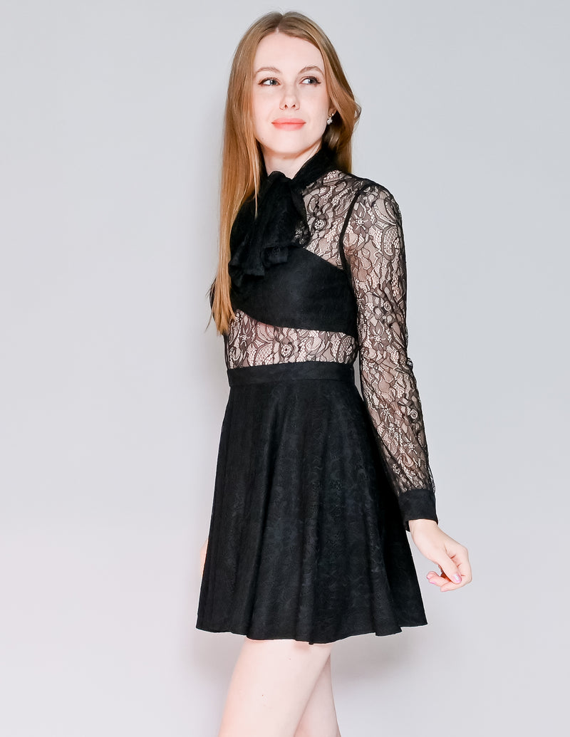 JAY GODFREY Zandari Black Lace Silk Mini Dress (4)