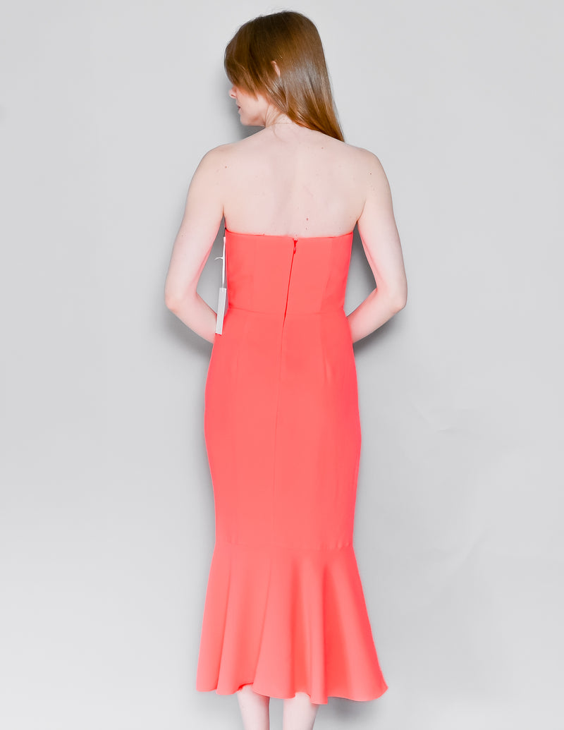 Amanda Uprichard Rayna Neon Bright Pink Sweetheart Midi Dress (S)