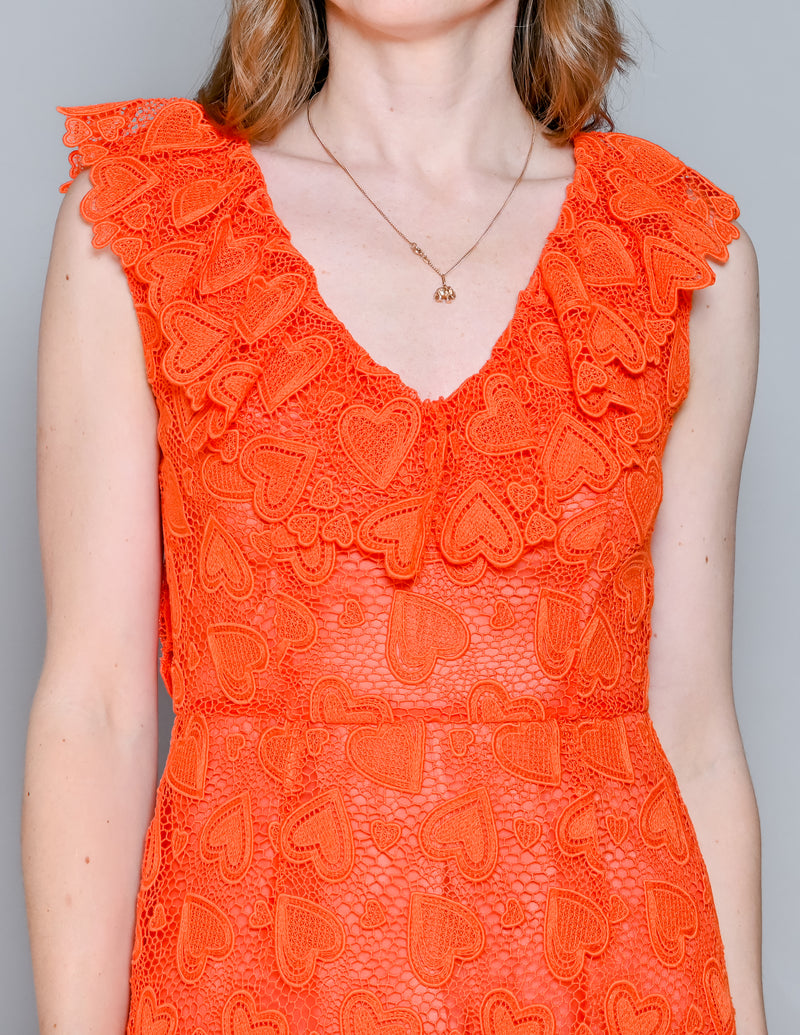 MIU MIU Resort Heart Lace Orange Mini Dress EUC (38)