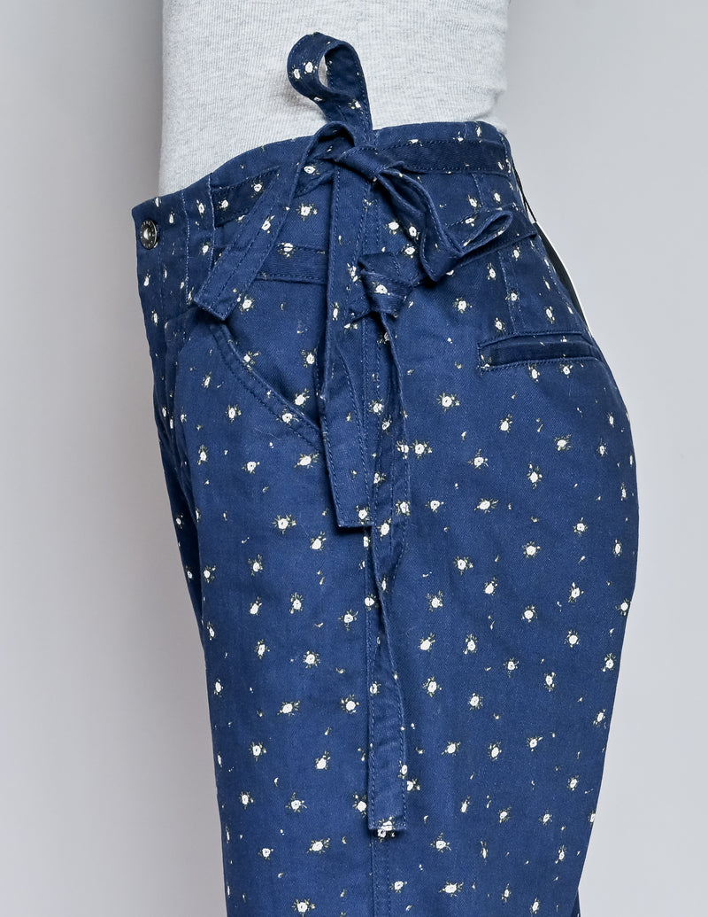 SOMETHING NAVY Sydney Side Tie Denim Pants - Navy Floral (8)