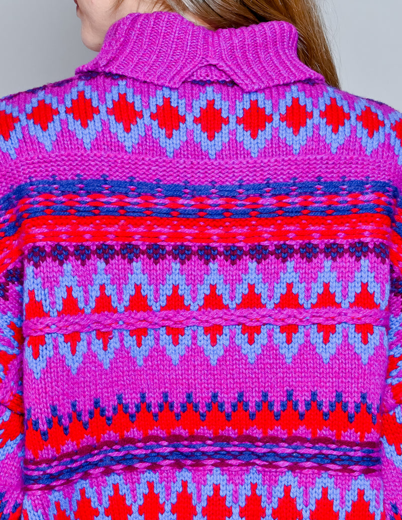 Rag & Bone Purple Willow Fairisle Turtleneck Wool Sweater (S)