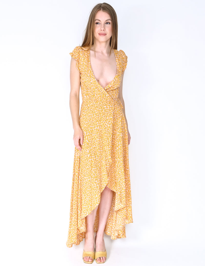 AUGUSTE Dean Sierra Ditsy Floral Maxi Wrap Dress (Size 0)