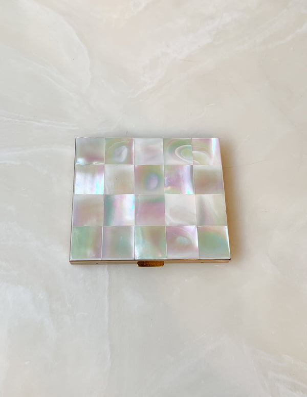 Vintage Mother of Pearl Real 1950s Makeup Compact Unused