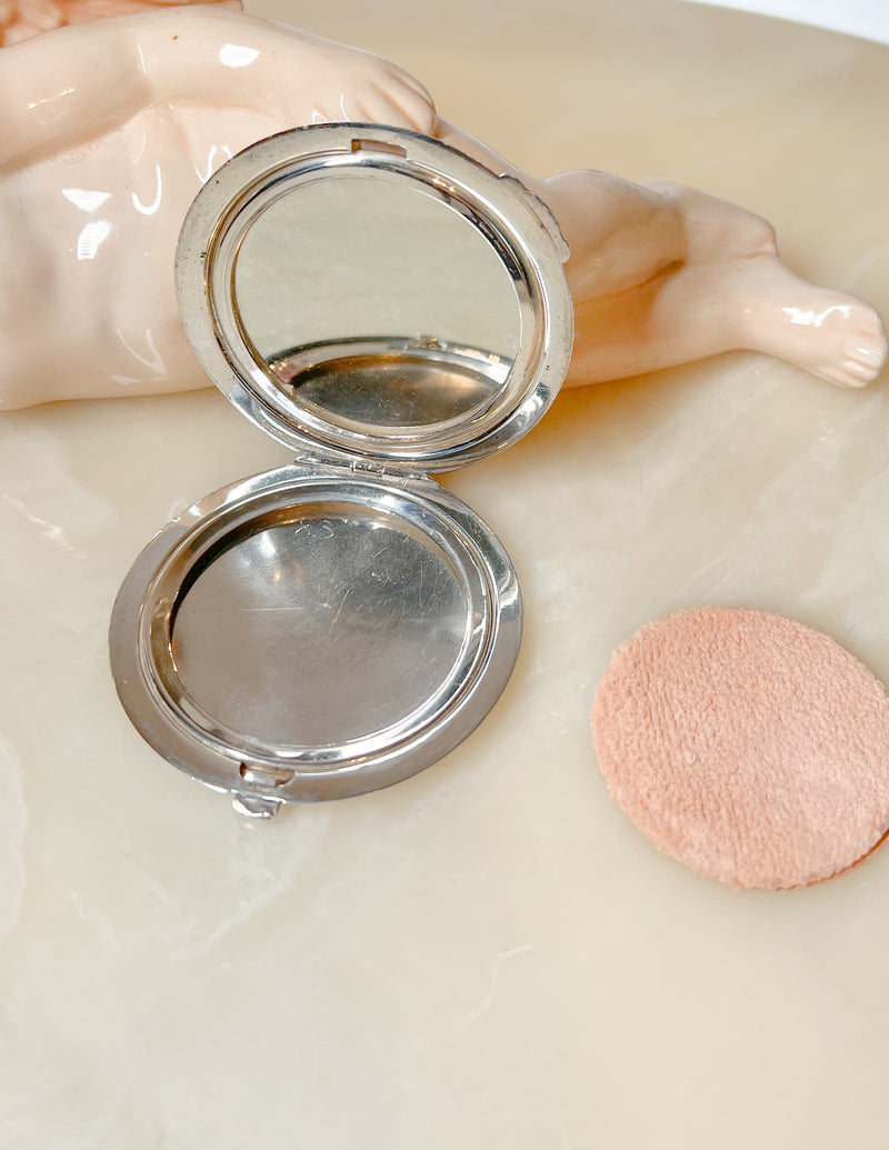 Vintage Silver 1940s Makeup Compact