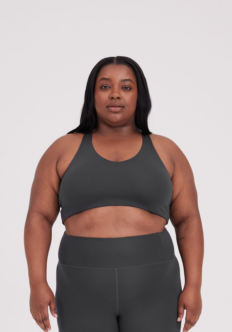 GIRLFRIEND COLLECTIVE Lola V-Neck Bra in Shadow FINAL SALE