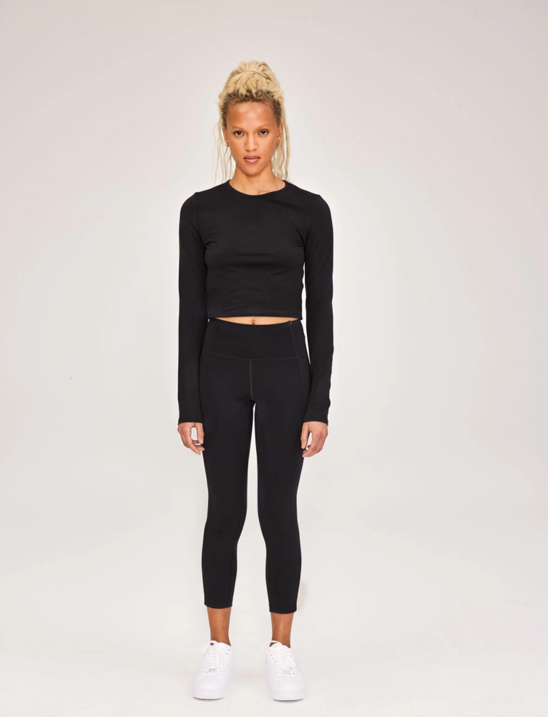 GIRLFRIEND COLLECTIVE ReSet Cropped Long Sleeve Black FINAL SALE