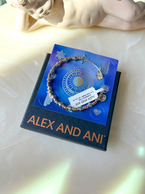 Alex and Ani Beaded Two Tone Bangle Bracelet