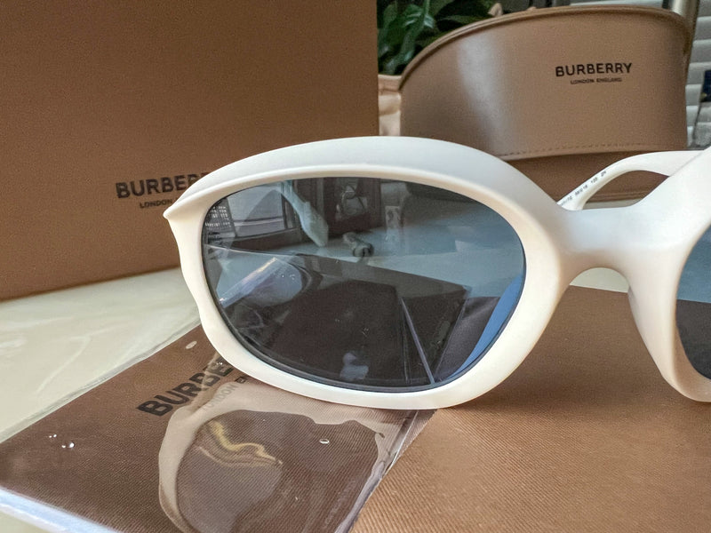 Burberry Milton White Sunglasses w/ Blue Lens NEW
