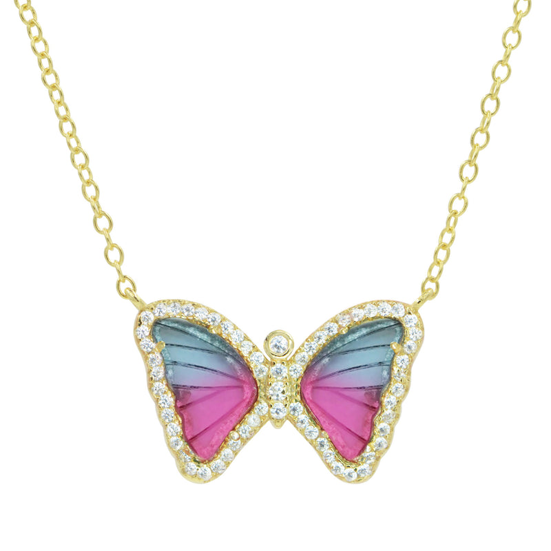 MINI BUTTERFLY NECKLACE IN BICOLOR TOURMALINE